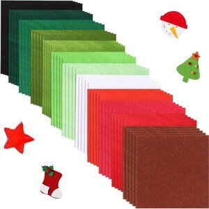 Christmas Assorted Felt Fabric Sheets, 96 pcs, 4x4 inch, 12 Colors